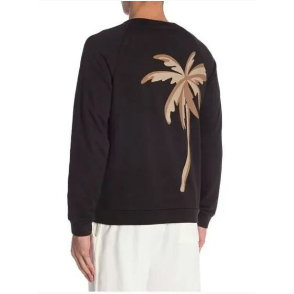 ONIA men sweatshirt sweater Dave Raglan MCS36-7 palm black cotton M $95